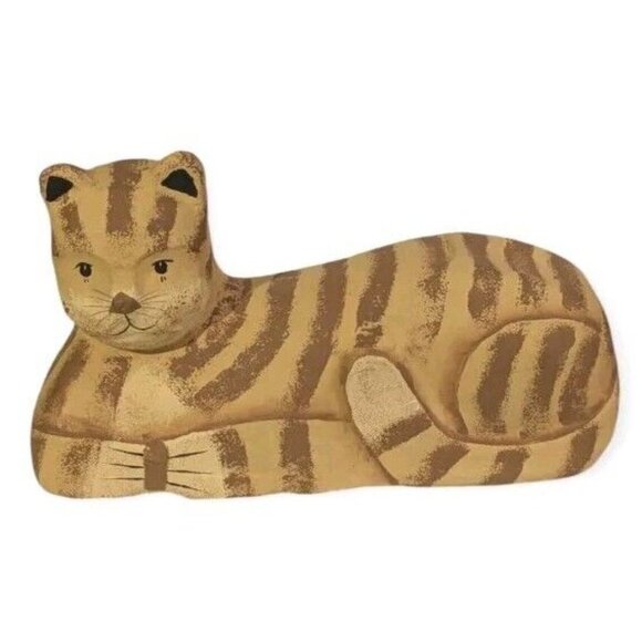 Cat Paper Mache Folk Art Hand Made Anthropomorphic Tabby Orange Kitty Primitive - Picture 1 of 16